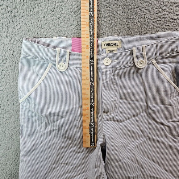 NWT Cherokee Pants Women Size 16 30x30 Adjustable Waist Blue White Striped - Picture 7 of 15